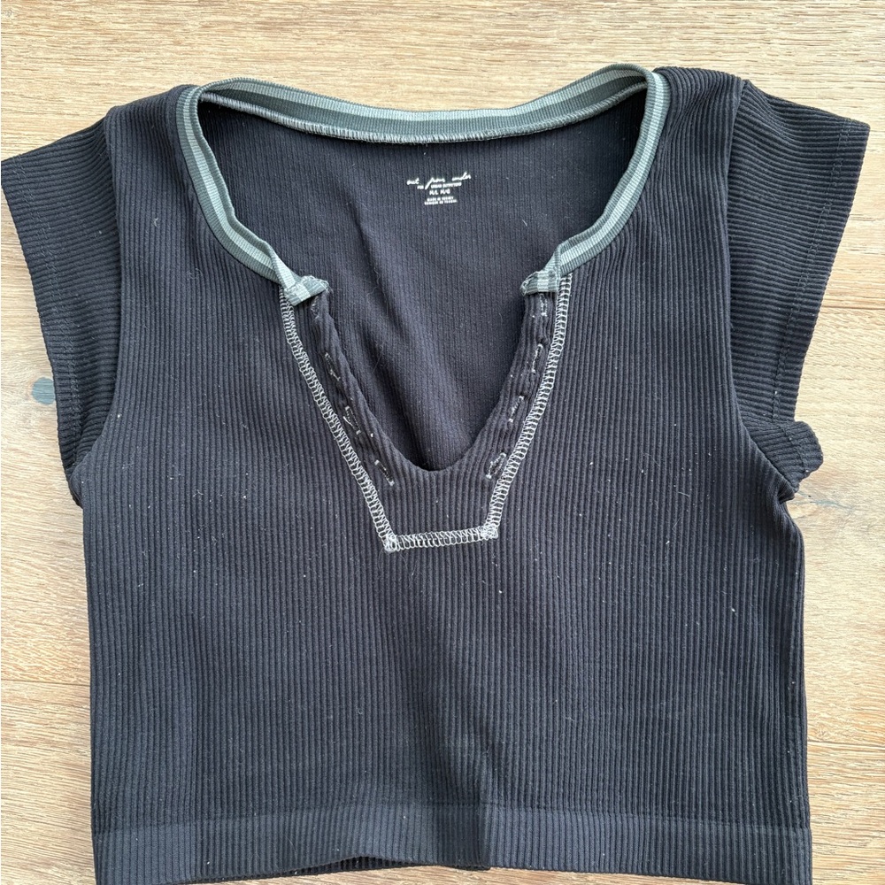 Urban Outfitters Black Ribbed Crop Top